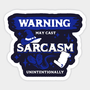 May Cast Sarcasm Unintentionally Light Blue Warning Label Sticker